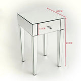 dimensions table de chevet design en verre